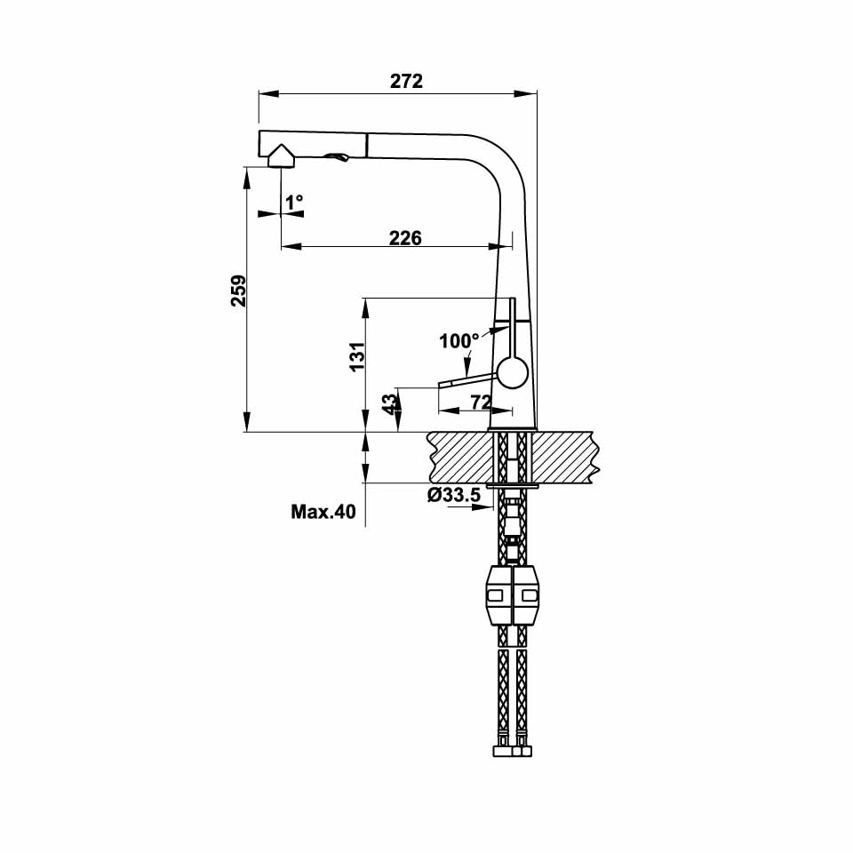 kich thuoc voi rua chen HT20-CH1P295 Hafele 570.82.200