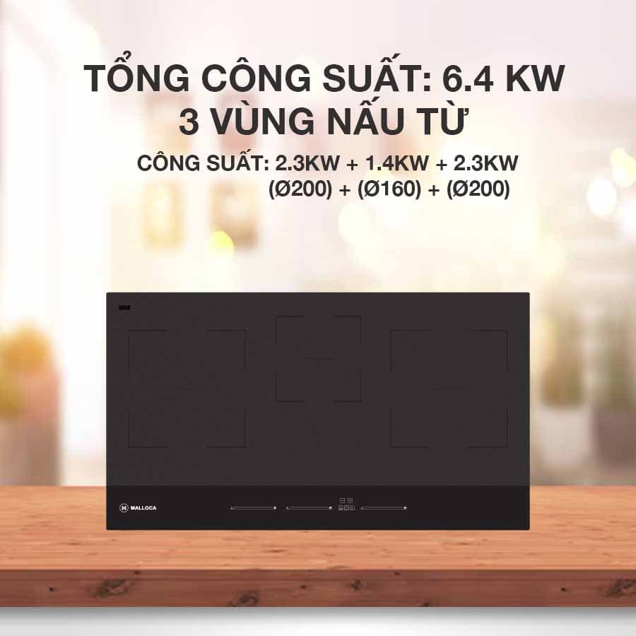 Bếp kính âm 3 từ Malloca Skylux MH-803