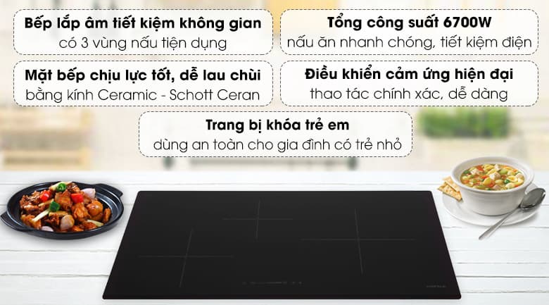 bếp từ Hafele 3 vùng nấu