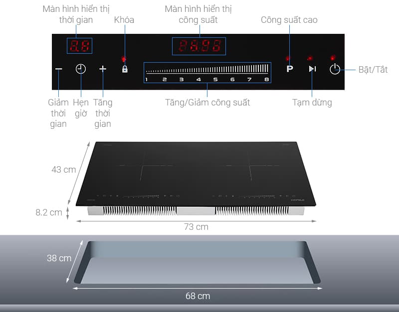 Bếp từ Hafele 2 vùng nấu HC-I2732A 536.61.726
