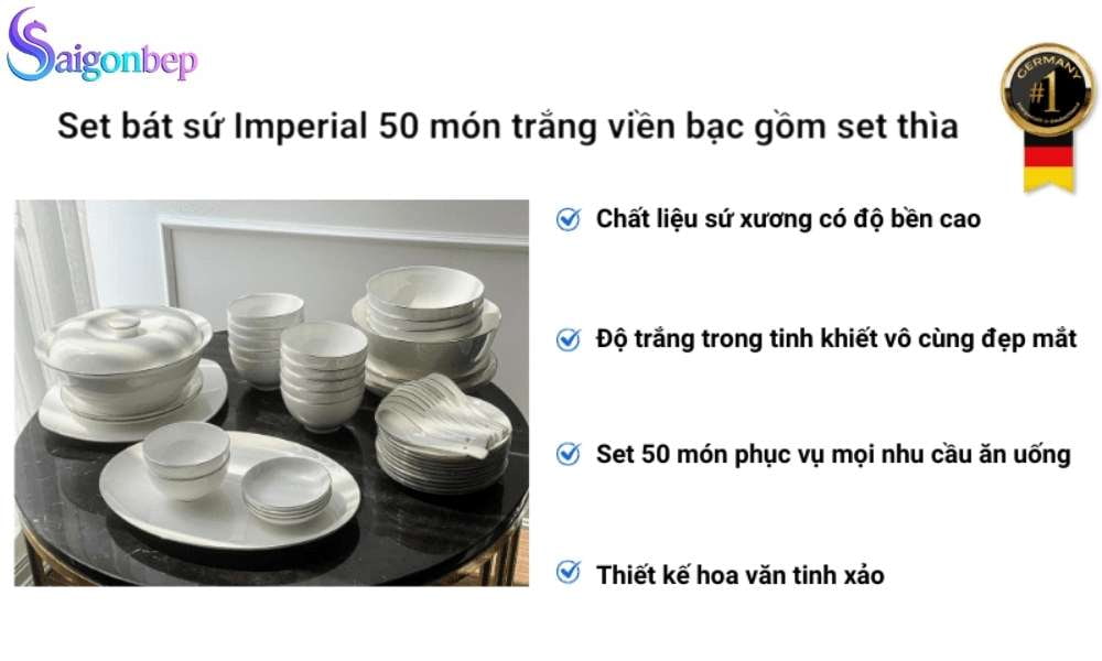 Bộ tô, chén, đĩa sứ xương cao cấp nhập khẩu London (50 món)
