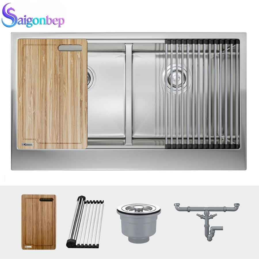 Chậu rửa bát 2 hố Konox  Apron Sink KN8751DA Retta