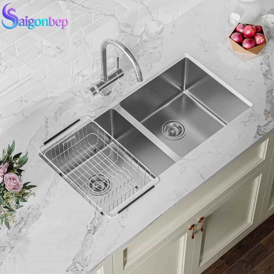 Chậu rửa bát 2 hố Konox Undermount Sink Cube 8744DU