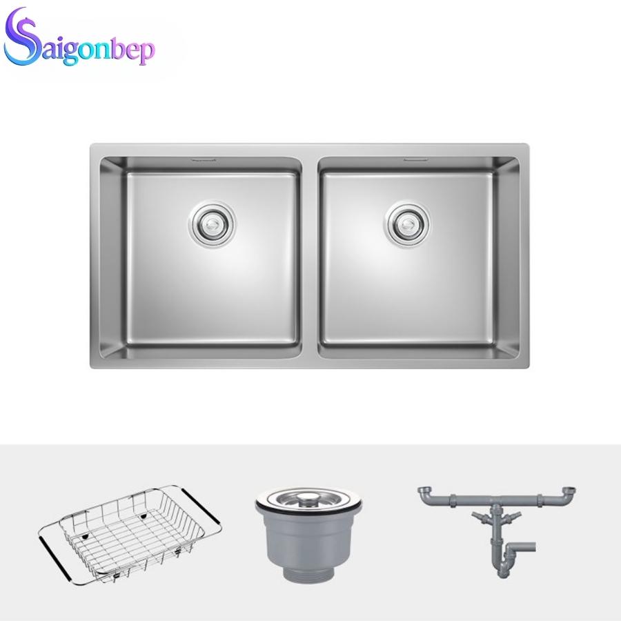 Chậu rửa bát 2 hố Konox Undermount Sink Cube 8744DU