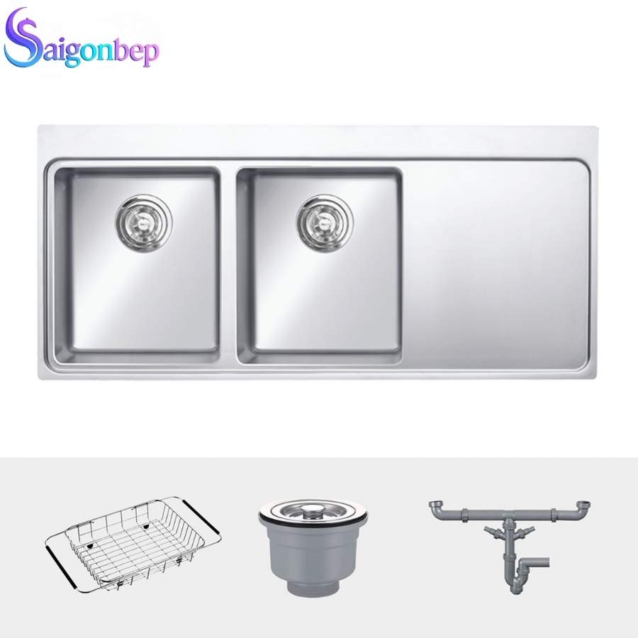Chậu rửa bát 2 hố Konox có cánh Turkey Sink Miro 1160