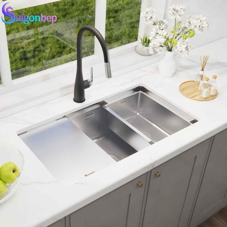  Chậu rửa bát Konox 1 hố Konox KN8146SU Dekor Full