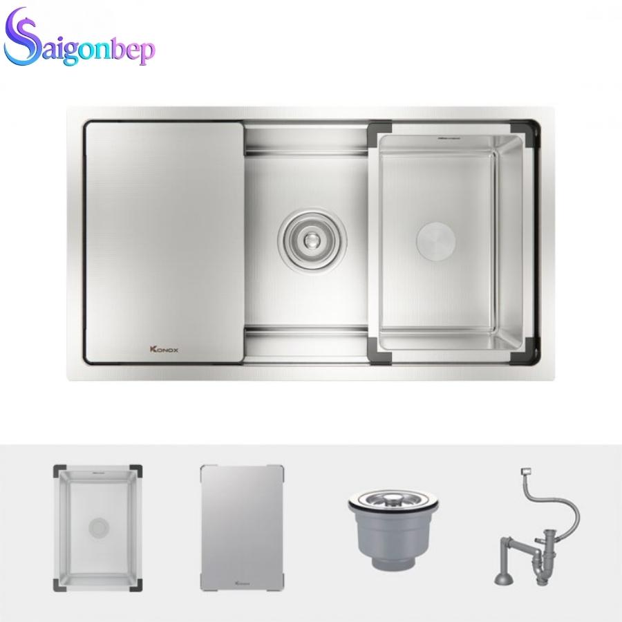  Chậu rửa bát Konox 1 hố Konox KN8146SU Dekor Full