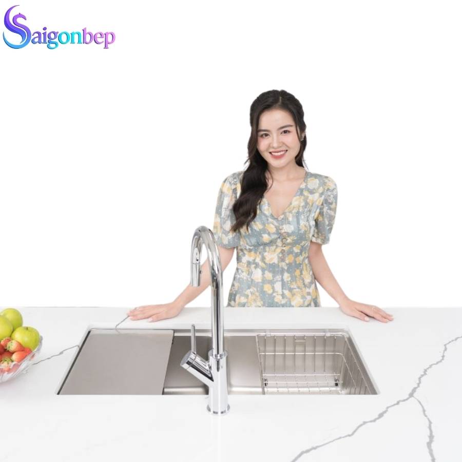  Chậu rửa bát inox 2 hố Konox KN8646DU Dekor Full