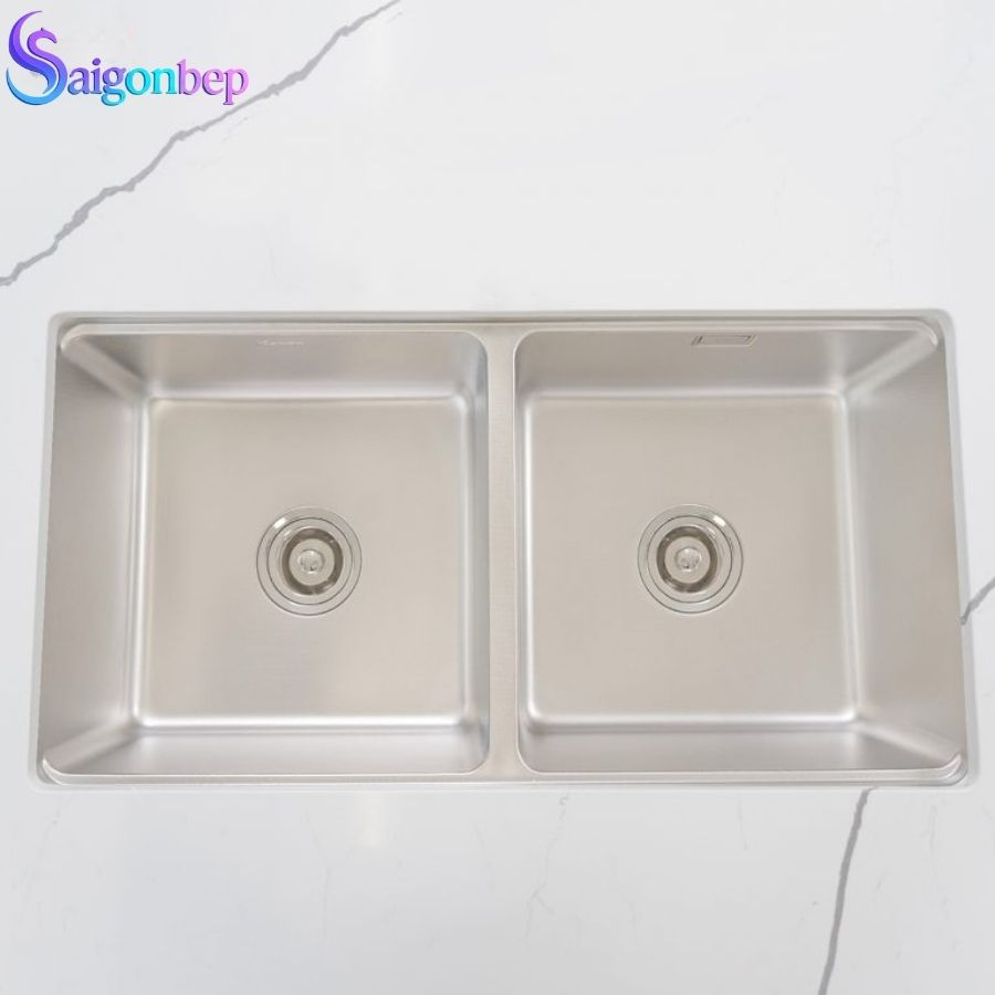  Chậu rửa bát inox 2 hố Konox KN8646DU Dekor Full