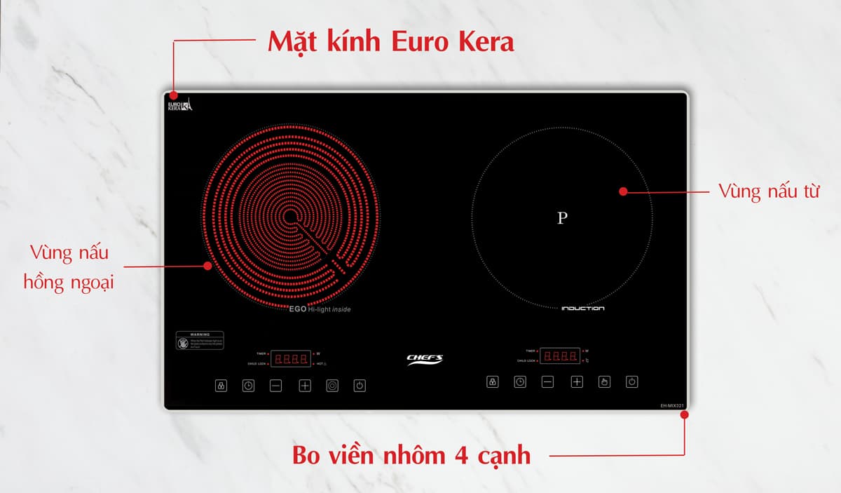 thiết kế bên ngoài bếp từ chefs EH-MIX321