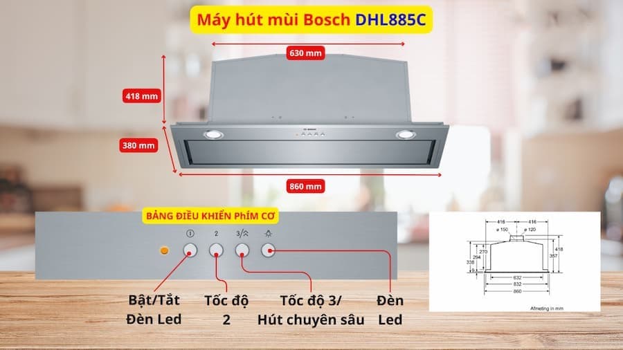 Máy hút mùi Bosch DHL885C Serie 6