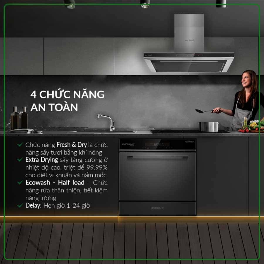 Máy rửa chén âm tủ Eurosun SMS58EU09BT