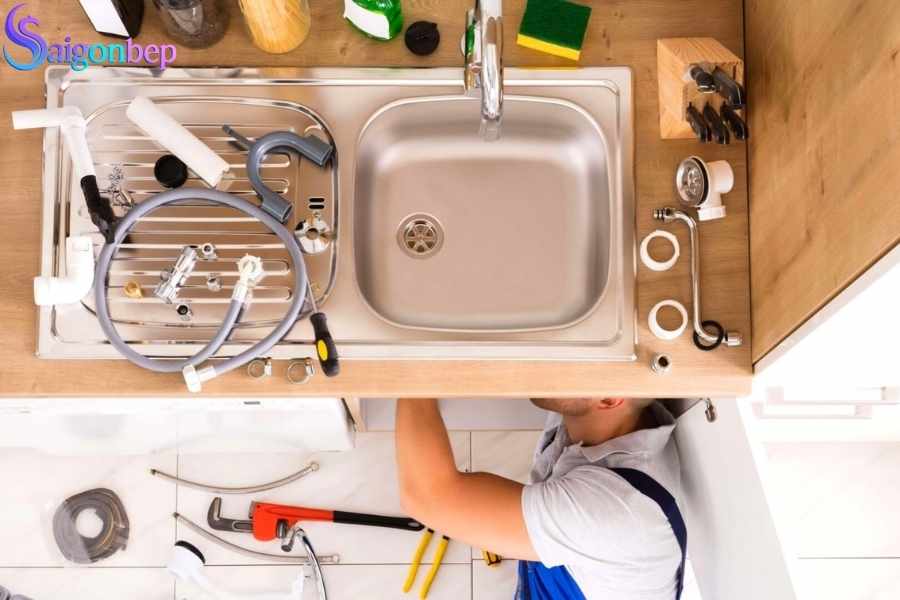 cách lắp chậu rửa bát