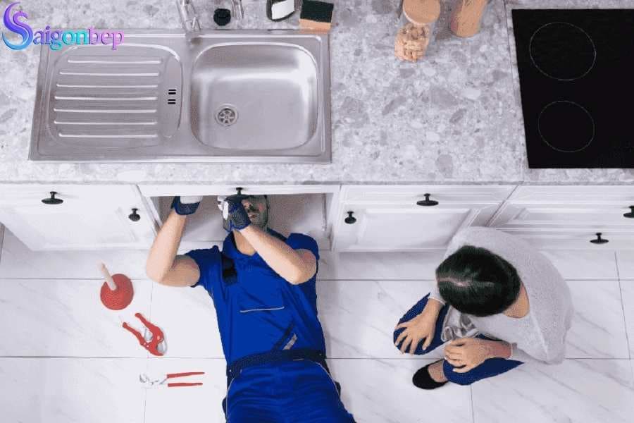 cách lắp chậu rửa bát