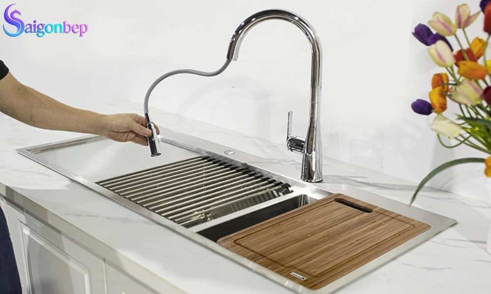 Chậu rửa bát 2 hố Konox KN11650TD – Bàn trái