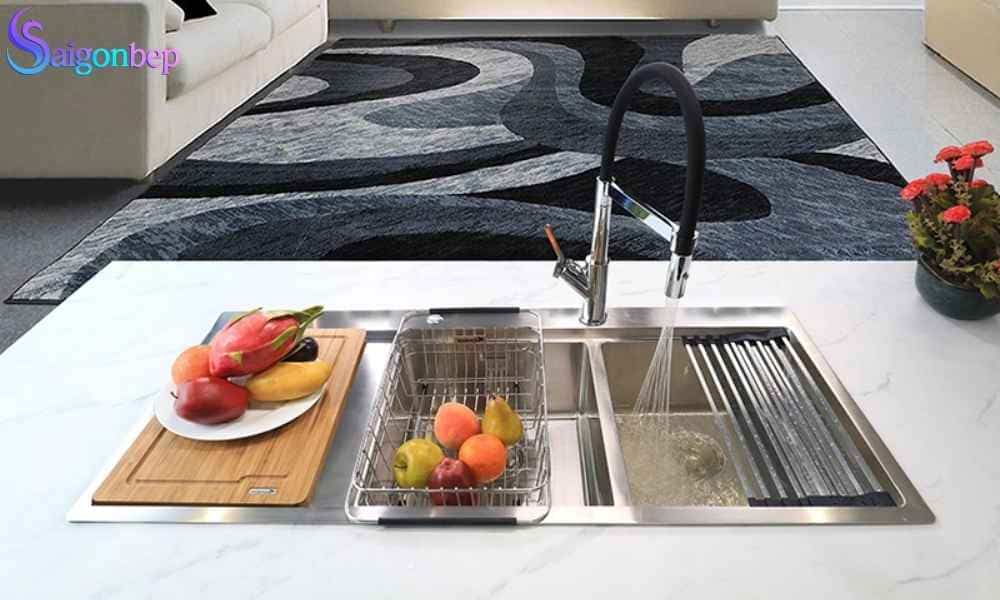 Chậu rửa bát 2 hố Konox KN11650TD – Bàn trái