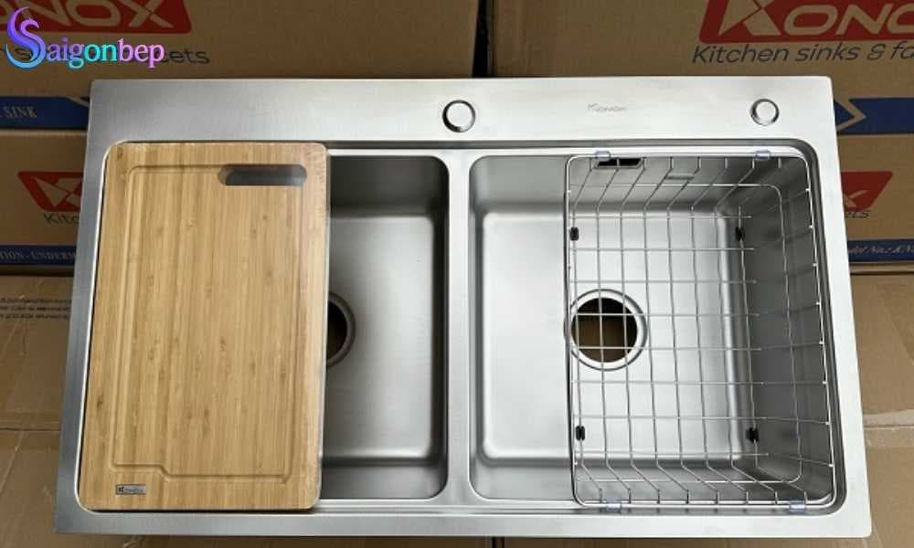 Chậu rửa bát 2 hố Konox KN8651TD Dekor Full