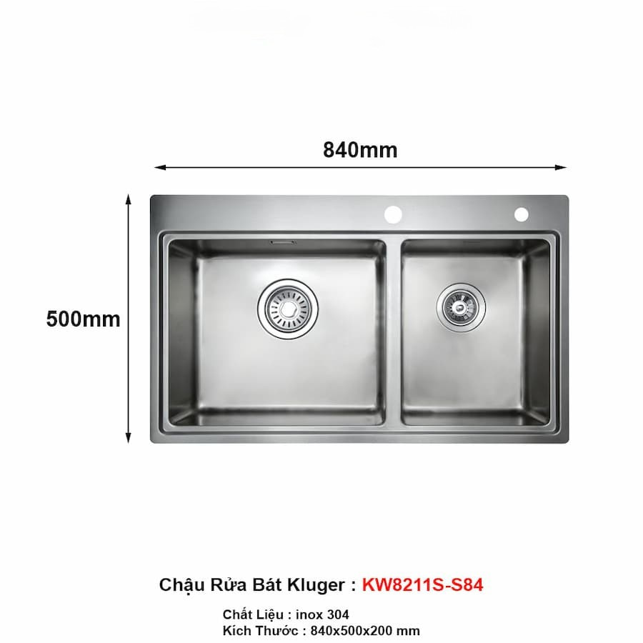 kích thước chậu rửa bát Kluger