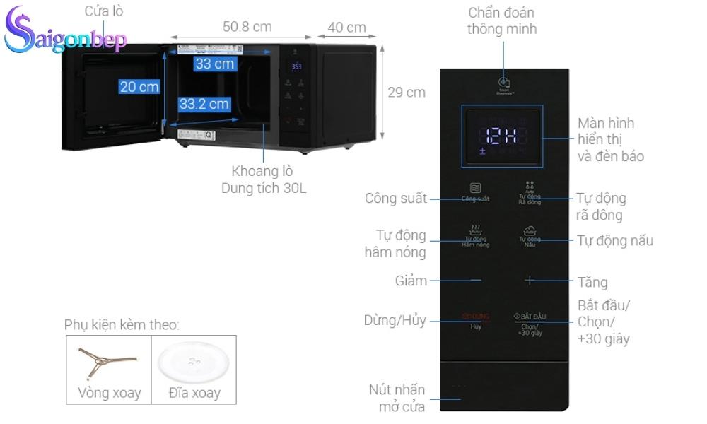 Lò vi sóng màu đen LG MS3032JAS