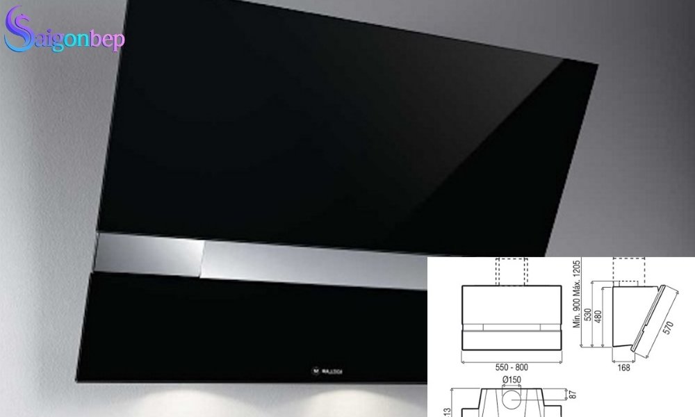 Máy hút mùi áp tường Malloca KITE BLACK-K200B