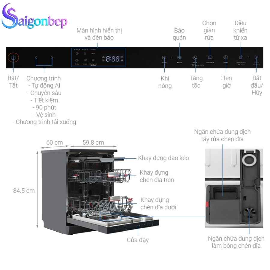 Máy rửa chén độc lập Toshiba DW-15F7(G)-VN