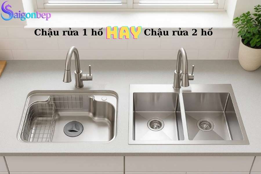 So sánh chậu rửa bát 1 hố và 2 hố