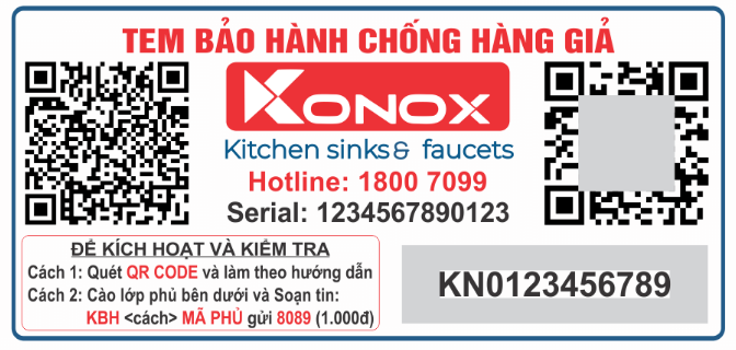 tem bảo hành chống hàng giả konox