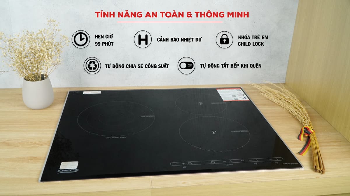 bếp 3 vùng nấu từ hồng ngoại chefs EH-Mix545n