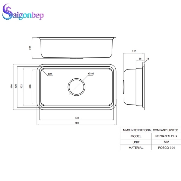 Chậu rửa bát Kluger KO7847FS Plus Chậu rửa bát Kluger KO7847FS Plus