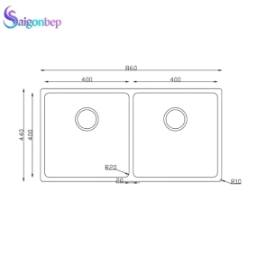 Chậu rửa bát Konox Inox 2 hố Turkey Sink Vigo 8644