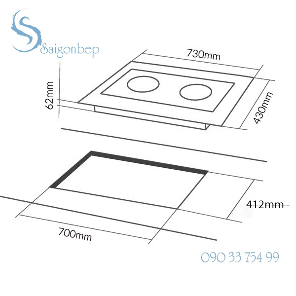 Bếp từ điện từ 3 lò EUROSUN EU-TE316