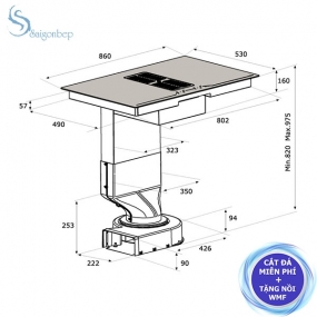 Bếp từ kết hợp hút khói Malloca HIH-864