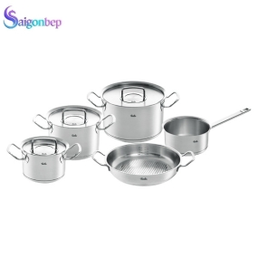 Bộ nồi Fissler Profi 5 món vung thép kèm quánh và chảo 2 quai  Bộ nồi Fissler Profi 5 món vung thép kèm quánh và chảo 2 quai