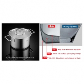Bộ nồi Fissler Pure 5 món nắp inox có quánh Bộ nồi Fissler Pure 5 món nắp inox có quánh