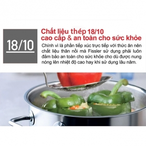 Bộ nồi Fissler Pure 5 món nắp inox có quánh Bộ nồi Fissler Pure 5 món nắp inox có quánh