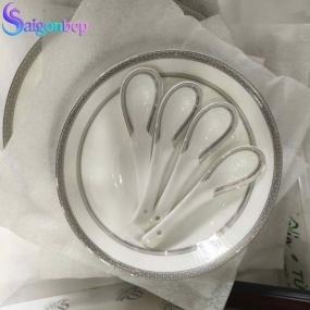 Bộ tô, chén, đĩa sứ xương cao cấp nhập khẩu London (50 món)