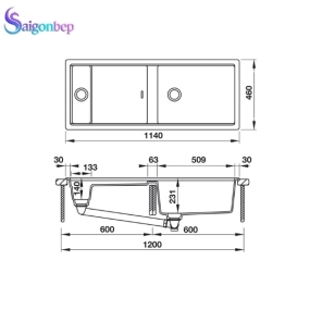 Chậu đá Hafele HS19-GKD2S120