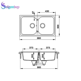 Chậu rửa đá HS19-GEN2R90 Hafele Chậu rửa đá HS19-GEN2R90 Hafele