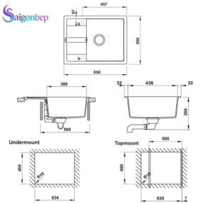 Chậu rửa bát đá Hafele HS20-GED1S60