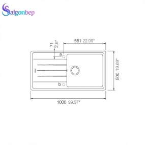 Chậu rửa chén đá HS20-GED1S60 Hafele Chậu rửa chén đá HS20-GED1S60 Hafele