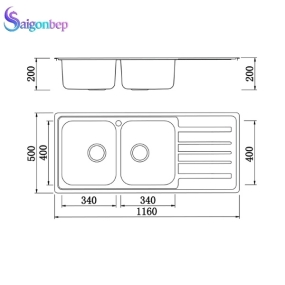 Chậu rửa chén châu Âu Konox KS11650 1D