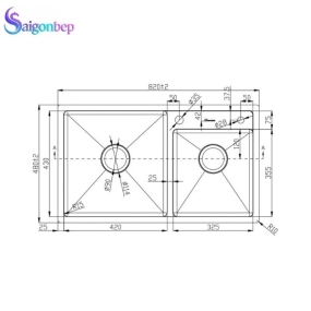 Chậu rửa chén lắp dương Konox KN8248DO