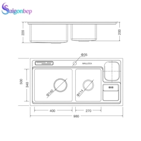Chậu rửa chén Malloca MS 8804 Chậu rửa chén Malloca MS 8804