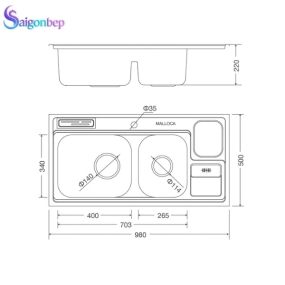 Chậu rửa chén Malloca MS 8809 Chậu rửa chén Malloca MS 8809