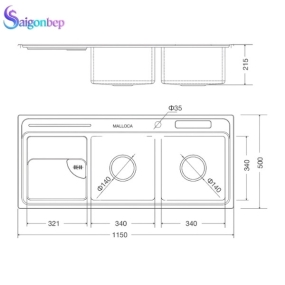 Chậu rửa chén Malloca MS 8816/17