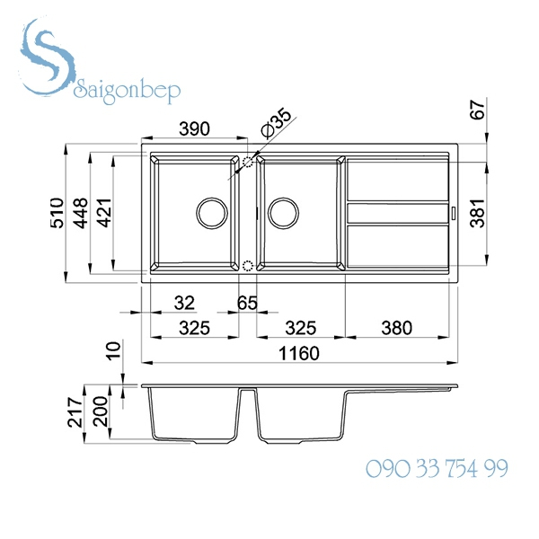 Chậu rửa chén Malloca NERO G-50040