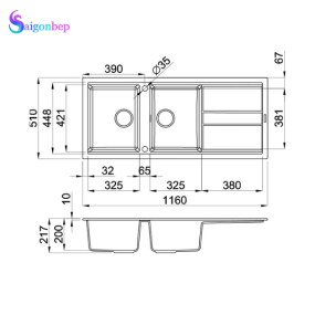 Chậu rửa chén Malloca NERO K-50040