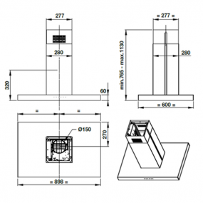 Máy hút mùi đảo Hafele HH-IS90A 539.81.715 Máy hút mùi đảo Hafele HH-IS90A 539.81.715