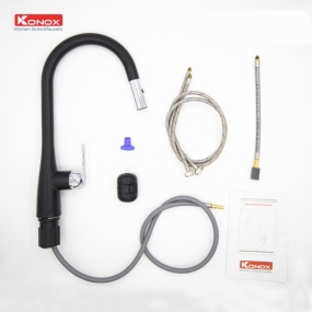 Vòi rửa bát Konox dây rút Curva Black