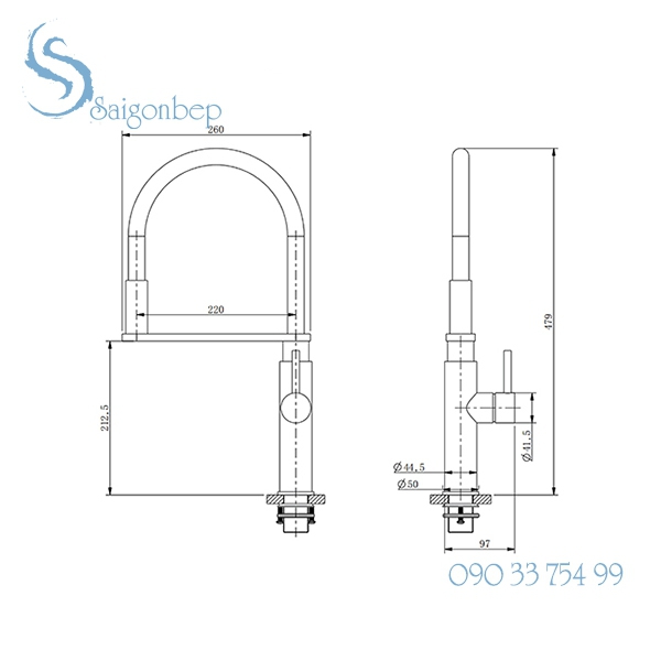 Vòi rửa chén rút dây Konox KN1618